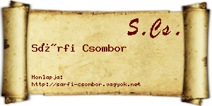 Sárfi Csombor névjegykártya